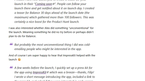 How to successfully launch app on Product Hunt: Balance by Alexander Sandberg