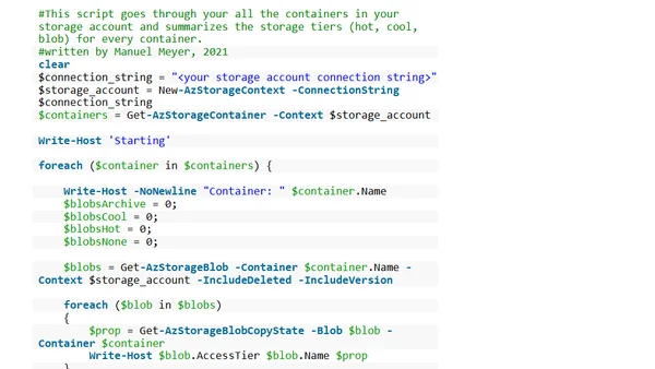 Azure Tip 11: View Blob (Container) Storage in Azure Storage Account by Storage Tier (hot, cool, archive)