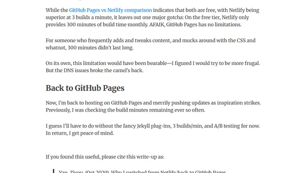 Why I switched from Netlify back to GitHub Pages