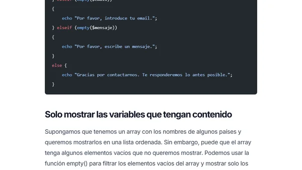 PHP empty: cómo comprobar si una variable está vacia