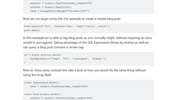 Using Postgres Arrays in Django
