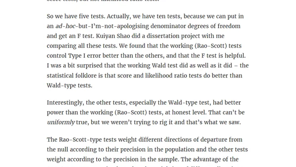 Comparing tests for generalised linear models in survey data