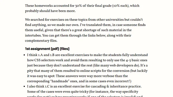 Organizing a university course on modern Web development