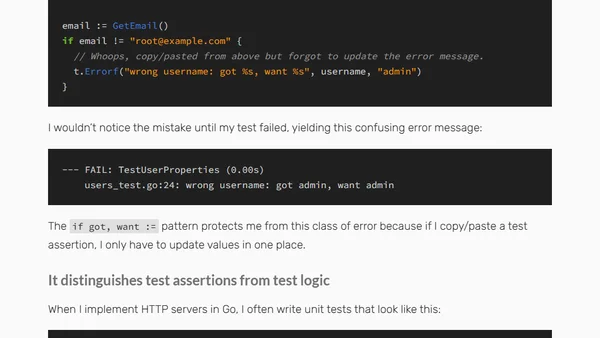 if got, want: A Simple Way to Write Better Go Tests