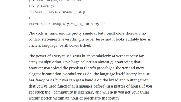 Hello and goodbye to the J language