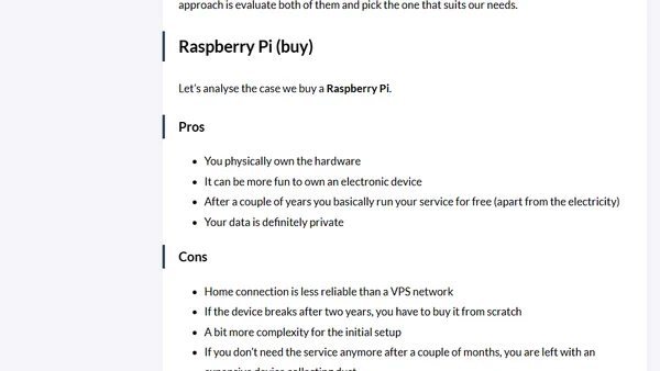 Buy or Rent? RaspberryPi vs VPS