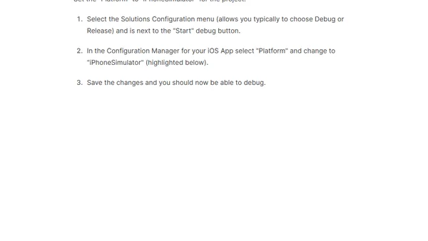 Debug iOS App from Visual Studio with Xamarin extension using the iPhone Simulator.