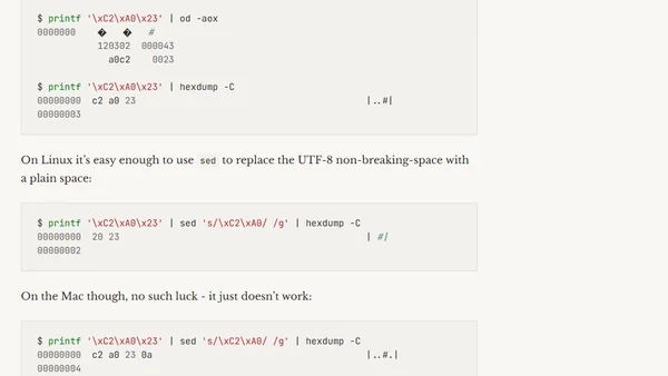 Replacing UTF8 non-breaking-space with bash/sed on the Mac
