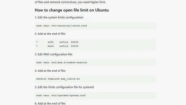 Increase open file limit on Ubuntu Linux
