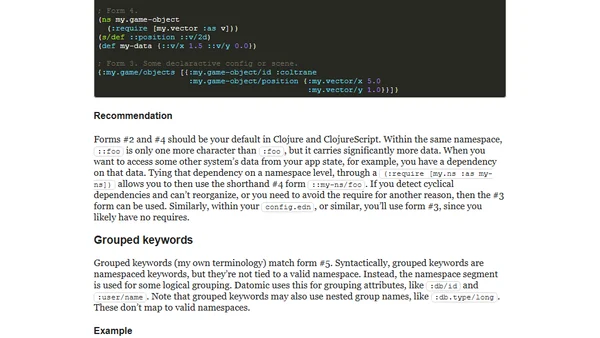 The five common forms of Clojure keywords