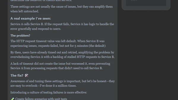 I can't count how often I've seen issues made worse by minor oversights—like not setting a timeout value. ⏱️