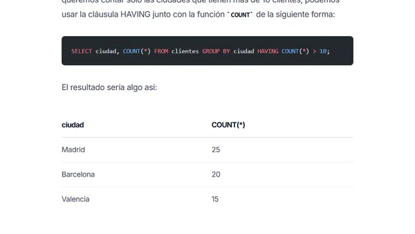 Cómo usar la función COUNT en MySQL