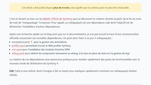 Des "metapackages" Composer prochainement dans Symfony