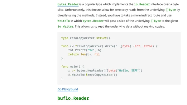 Zero Copy Readers in Go