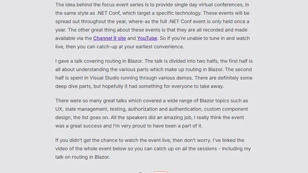 .NET Conf: Focus on Blazor