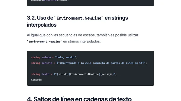 Cómo hacer un salto de línea en C# dentro de una string