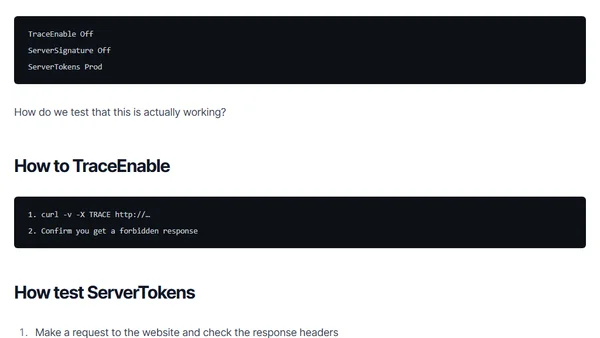 Apache Obfuscation by disabling trace and server tokens
