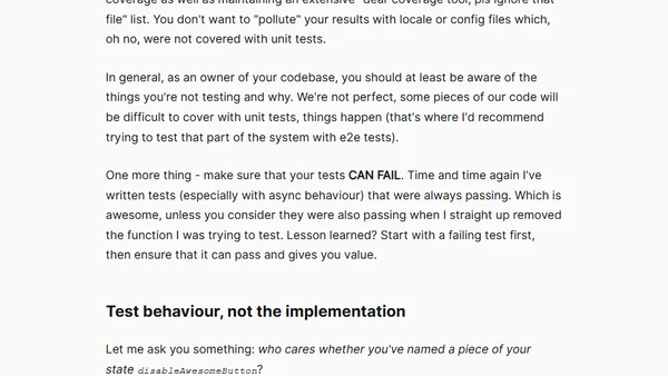 What I've Learned About Testing React Apps - Part 1: Unit Tests