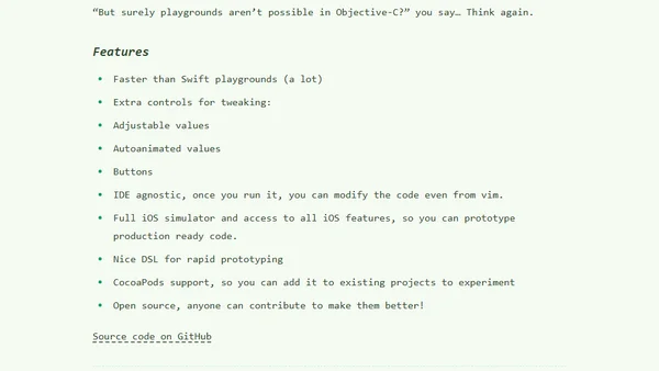 Playgrounds for Objective C