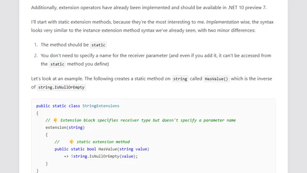 C# 14 extension members; AKA extension everything: Exploring the .NET 10 preview - Part 3