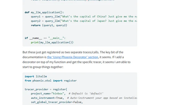 Trying to instrument an agentic app with Arize Phoenix and litellm