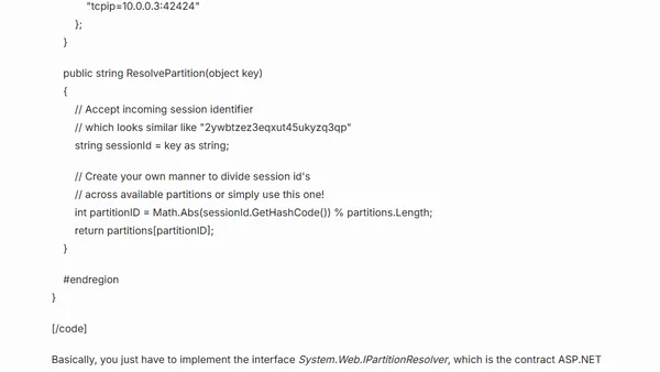 ASP.NET Session State Partitioning