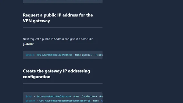 Create an Azure Site to Site VPN