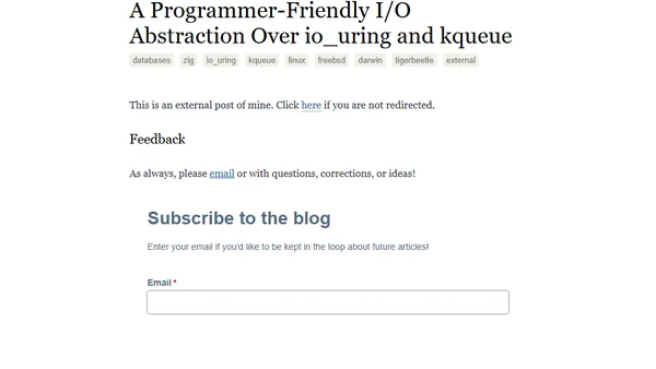 A Programmer-Friendly I/O Abstraction Over io_uring and kqueue