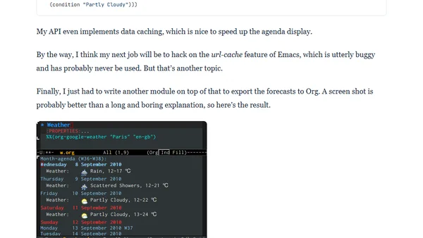 Emacs, Org, whatever the weather!