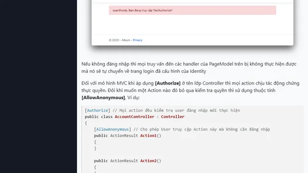 (ASP.NET Razor) Sử dụng thuộc tính Authorize chứng thực quyền truy cập theo Role
