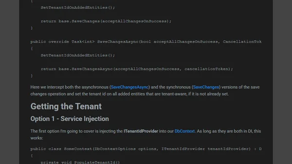 Multitenancy Techniques for EF Core