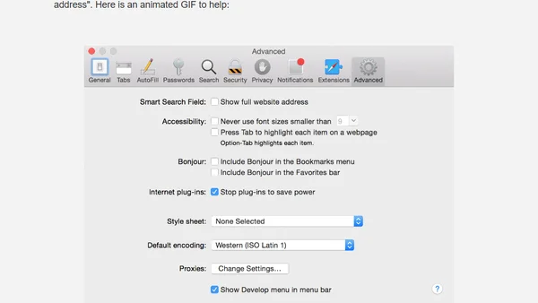 Show full website address in OSX Yosemite