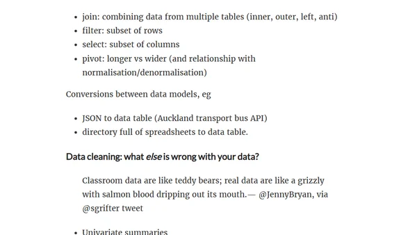 Planning a new data management course