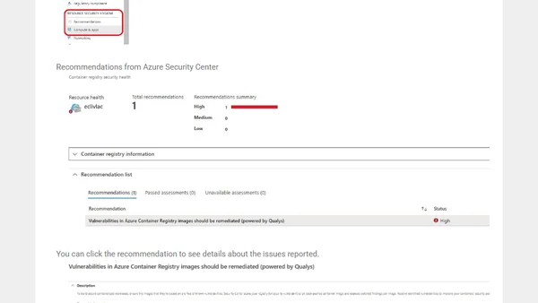 Azure Container Registry Image Scanning With Azure Security Center