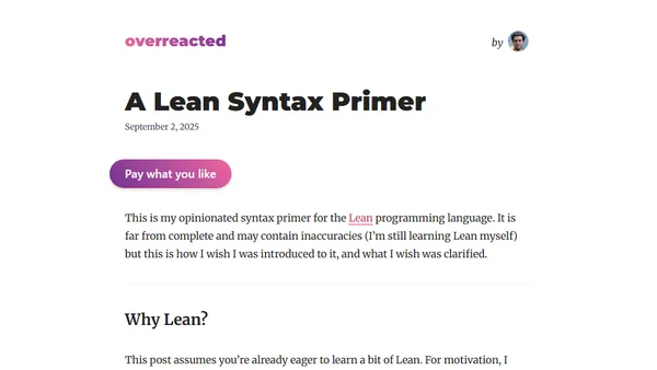 A Lean Syntax Primer