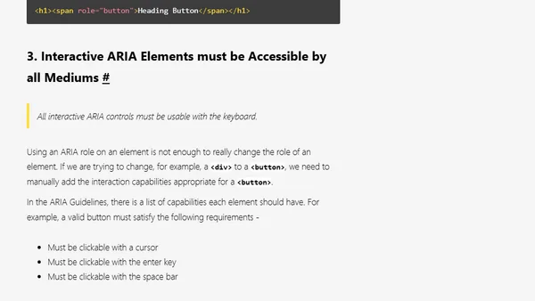 Rules for Using ARIA in HTML