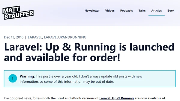 Laravel: Up & Running is launched and available for order!