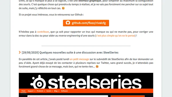 Rivalcfg : comment j'ai créé, un peu par hasard, cet outil de configuration pour les souris SteelSeries