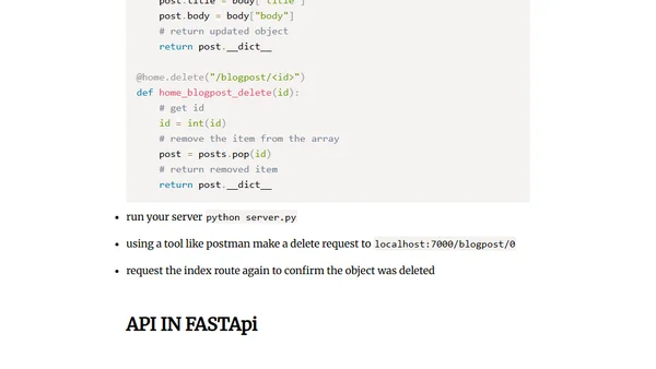Basics of Building a CRUD API with Flask or FASTApi