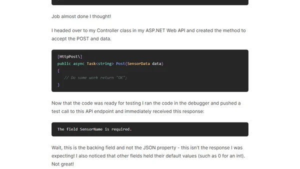 How to avoid JSON deserialisation issues with .NET 6 Web APIs