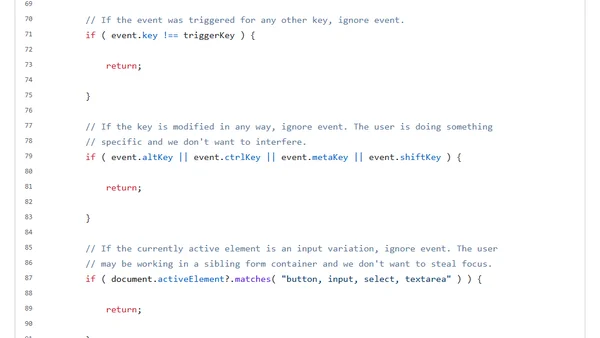 Keyboard Shortcut For Moving Focus To Form Using Alpine.js