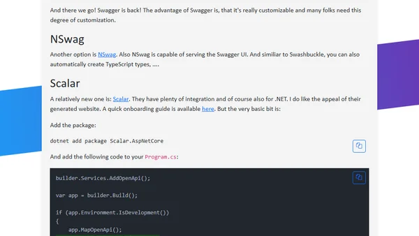 Swagger Replacement in ASP.NET 9
