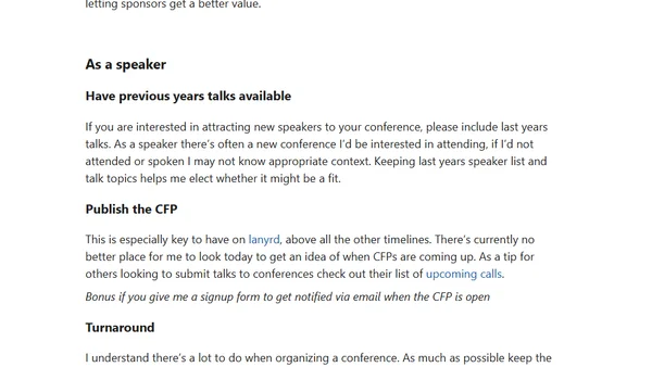 Feedback for Conference Organizers