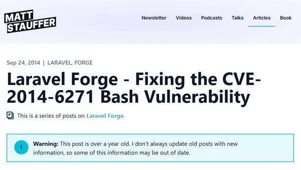 Laravel Forge - Fixing the CVE-2014-6271 Bash Vulnerability