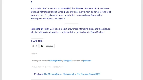 The names of birds, part 1