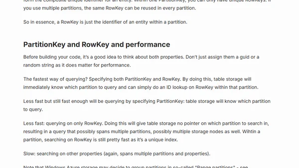 What PartitionKey and RowKey are for in Windows Azure Table Storage