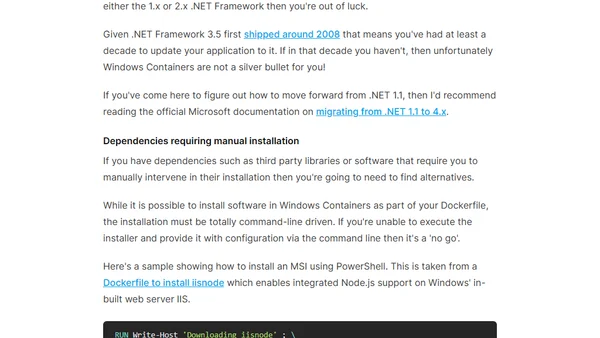Windows Containers and .NET Framework applications: The Basics