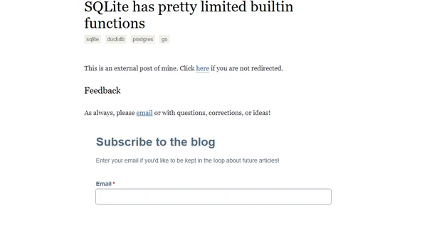 SQLite has pretty limited builtin functions
