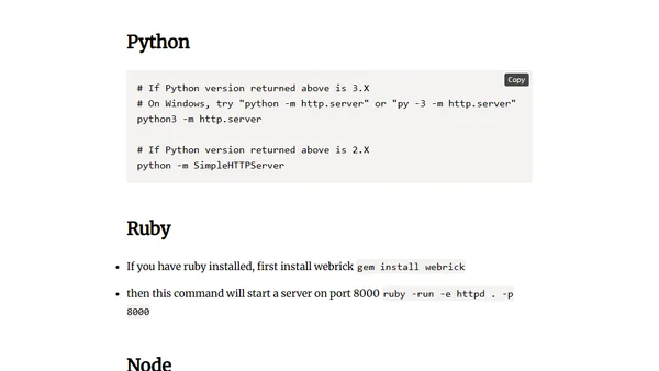 Methods of Starting a Quick HTTP Server from the Command Line (alternatives to liveserver)