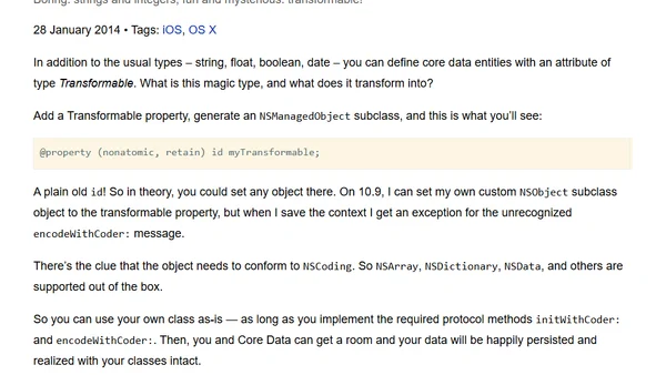 Transformable attributes in Core Data